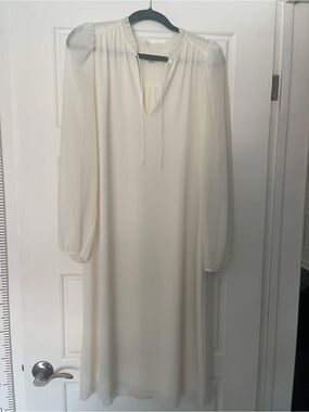 Aritzia Wilfred Long Sleeve Tie-Neck Midi Dress